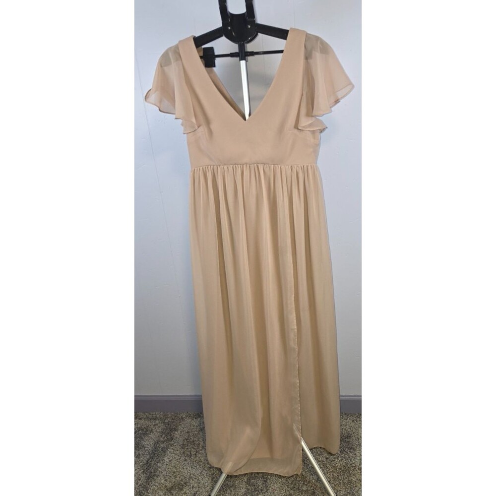 Birdy Grey Light Brown Sheer Ruffle Sleeves Size Medium M Occasion Party